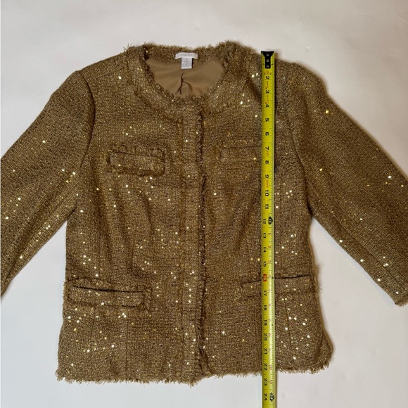 Chico's Gold Sequined Designer Jacket - Picture 4 of 12